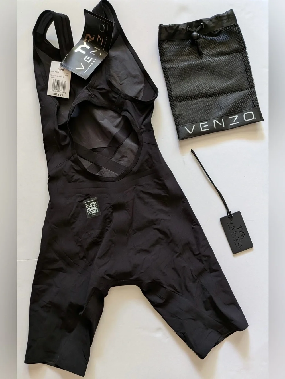 TYR Venzo Open Back Tech Suit Onyx Size 23 NWT FINA Approved Racing Swimsuit